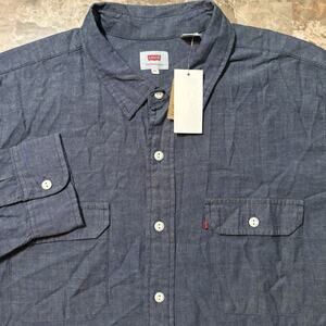 Levis Shirt Mens 2XL Blue Chambray Long Sleeve Workshirt Button Up NEW